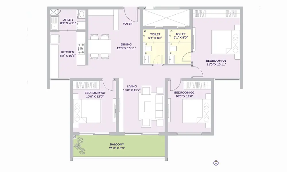 Century Liva 3 BHK Floor Plan Century Liva 2 BHK Floor Plan