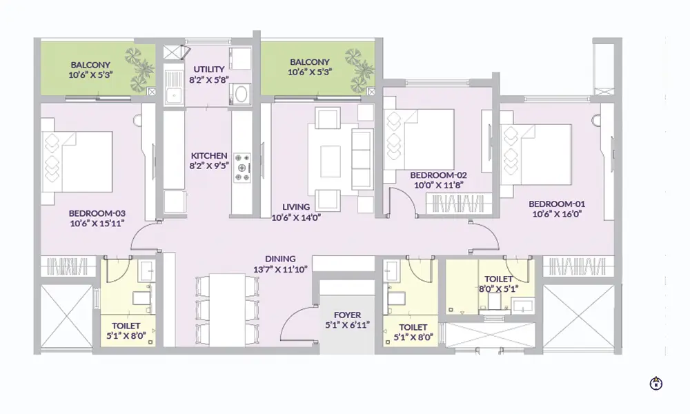 Century Liva 4 BHK Floor Plan Century Liva 3 BHK Floor Plan